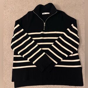 Zara Gray Ribbed Knit Sweater